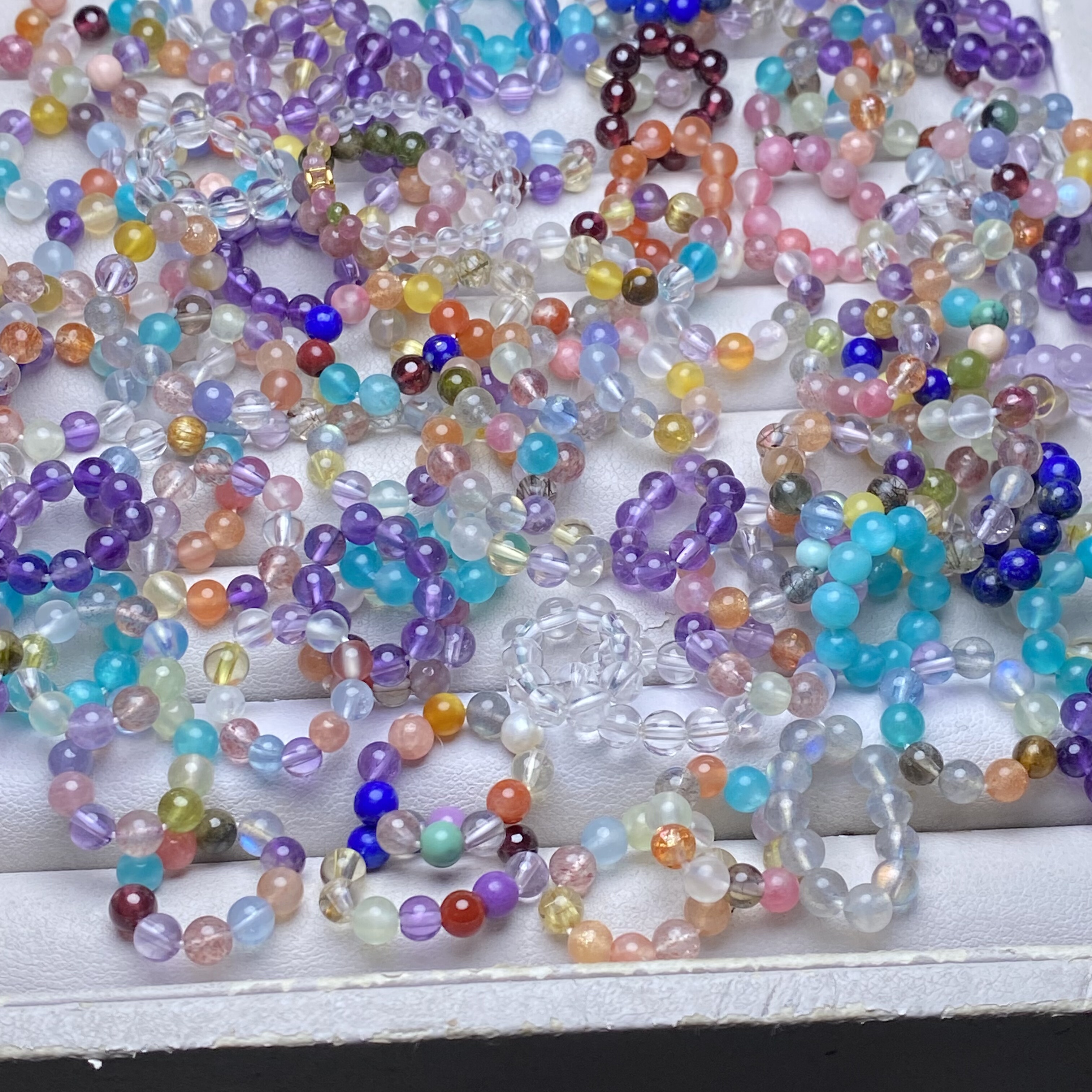 天然水晶跑环隔珠海蓝宝草莓晶白水晶发晶手串手链项链diy配件饰