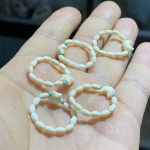 天然猛犸象牙米珠星星月亮戒指指环多宝项链手链跑环diy配件配饰