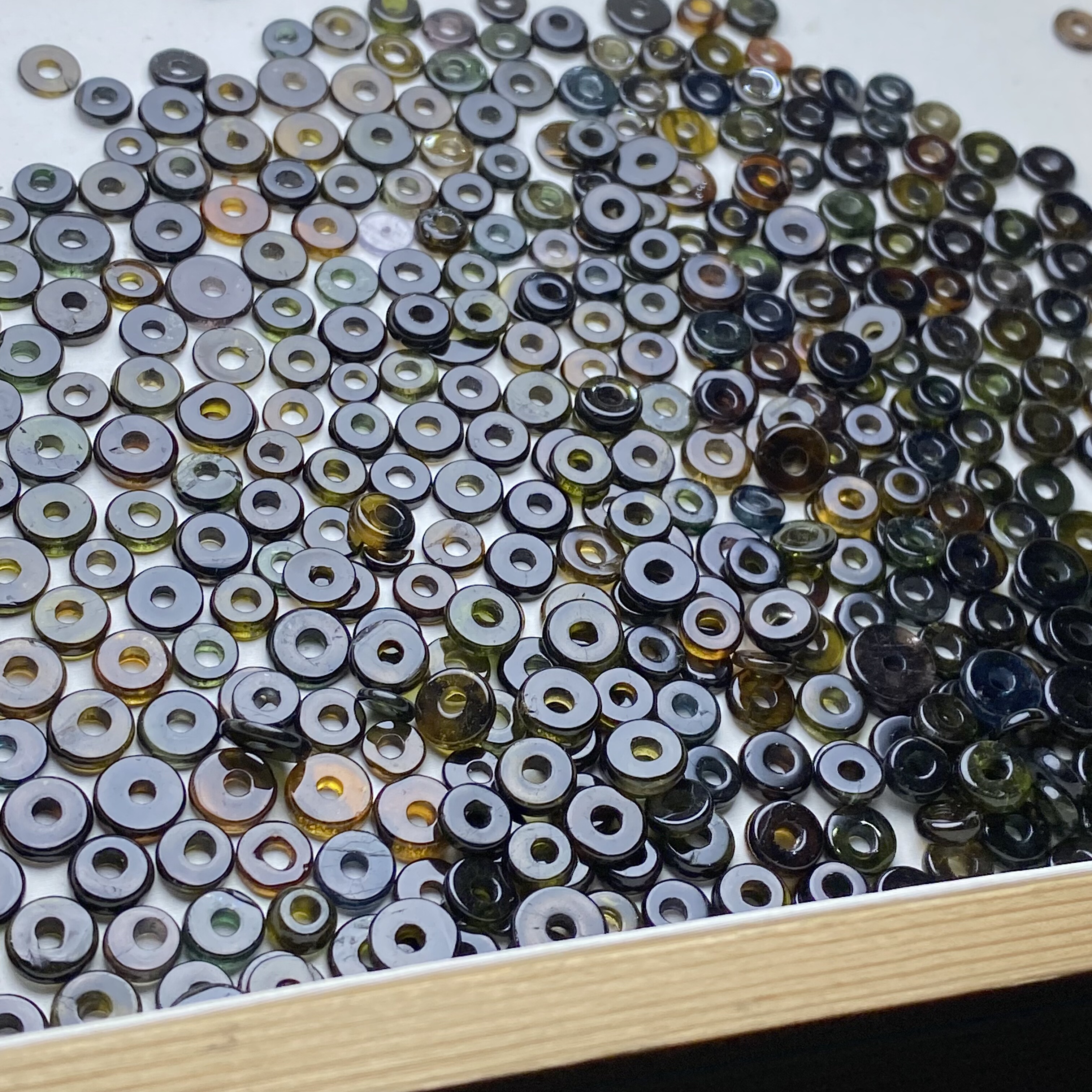 保真天然绿碧玺隔片直切水晶文玩蜜蜡手链项链垫片diy配件配饰品