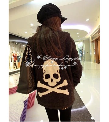 mmj骷髅头毛巾料软绵绵连帽卫衣