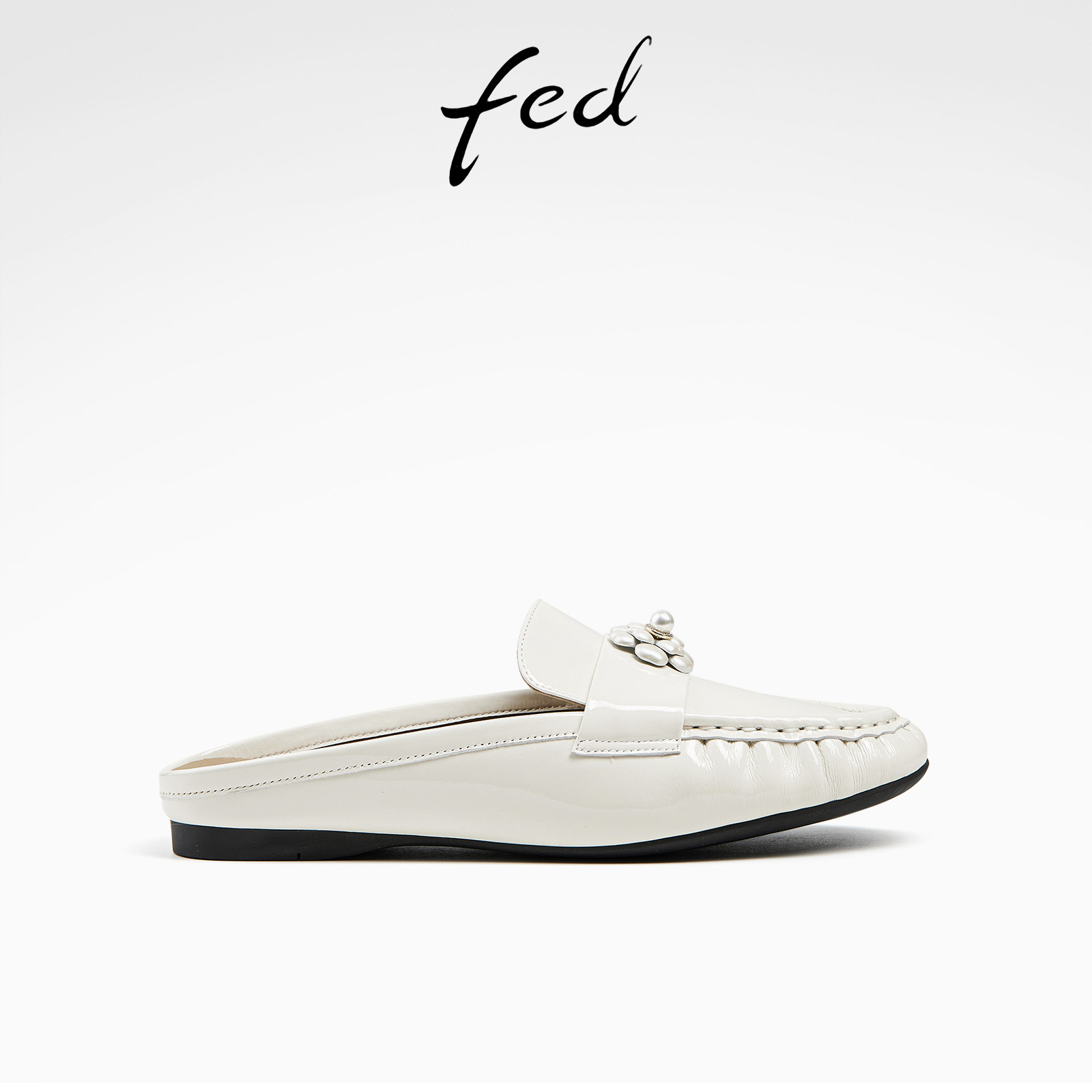 fed低跟穆勒鞋夏季新款女鞋法式单鞋白色凉拖鞋女款D0426-YAC660