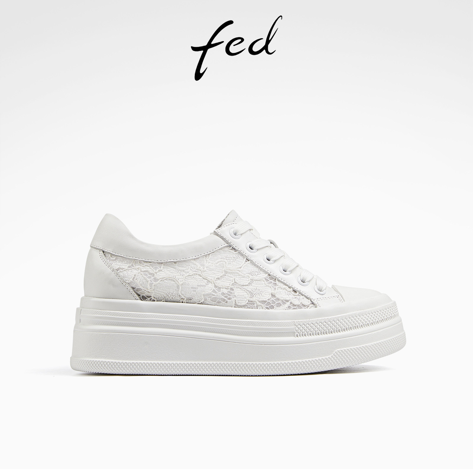 fed厚底小白鞋夏季新款女鞋网纱透气板鞋休闲鞋女款D0525-YAB671