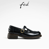 春季 D0217 新款 编织罗马鞋 fed粗跟乐福鞋 女款 女鞋 黑色小皮鞋 ZC332