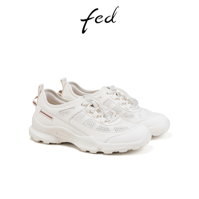 fed徒步鞋夏季新款女鞋白色运动鞋软底跑鞋增高鞋女S0407-ZCA622