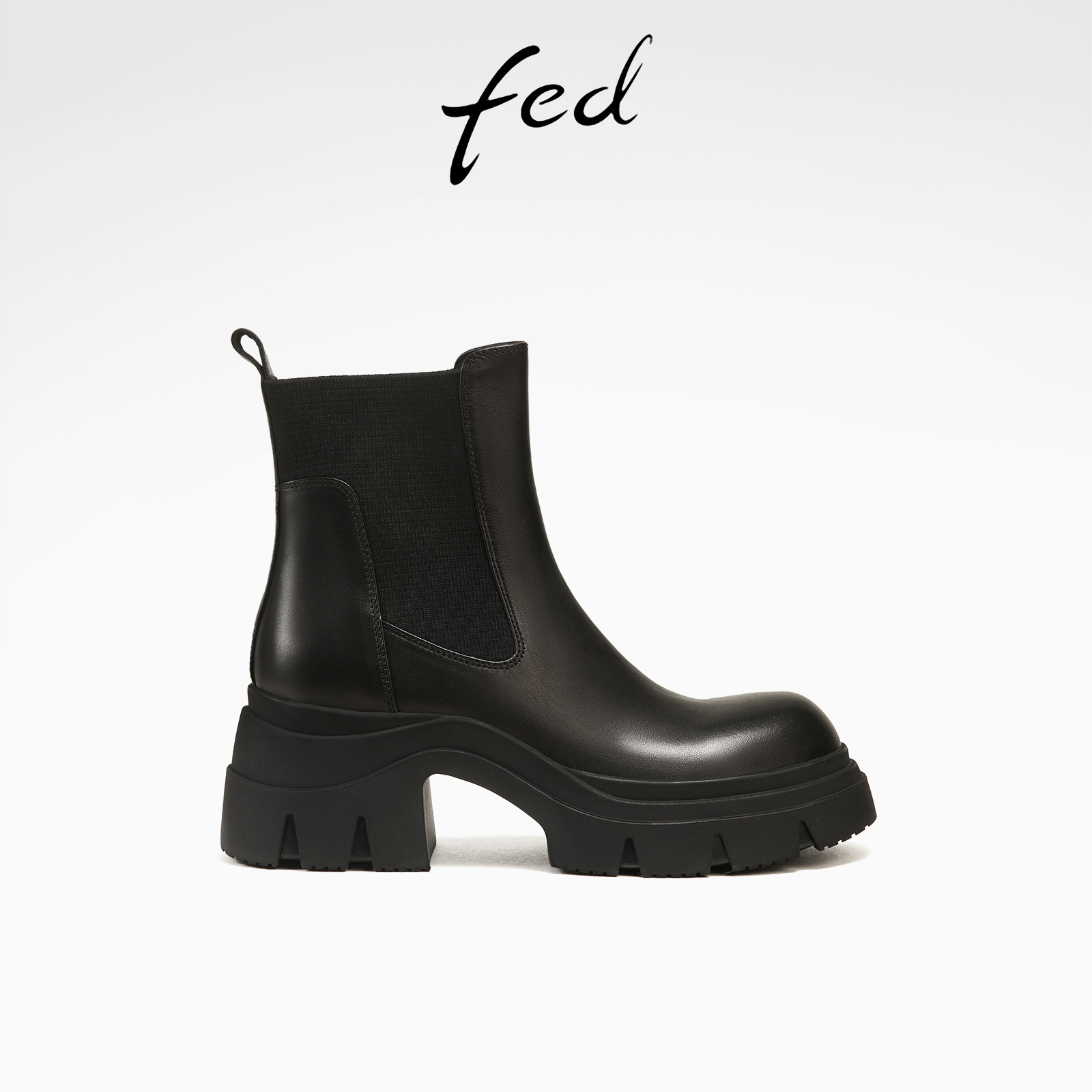 秋冬真皮粗跟厚底靴子女短靴烟筒马丁靴女D1017-YA699