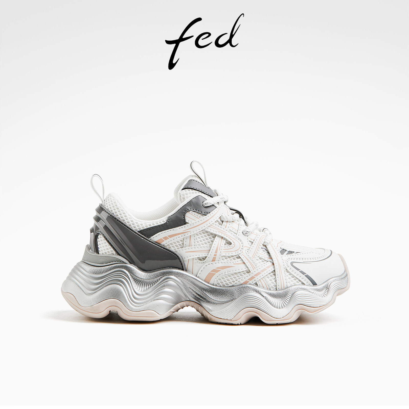 fed厚底休闲鞋春秋女鞋波浪底老爹鞋运动鞋女款D0726-ZCA156