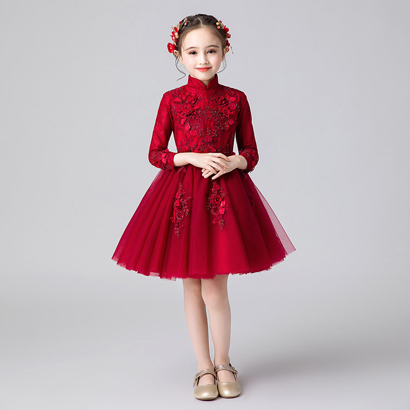 女童礼服公主裙花童婚纱洋气儿童红色生日气质主持演出服长袖秋冬,童装/婴儿装/亲子装,儿童礼服,淘宝优惠券,粉丝福利购,淘宝优惠卷