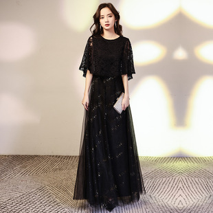 长晚礼服裙女大码高端宴会成人气质黑色高级感显瘦200斤胖mm遮肚