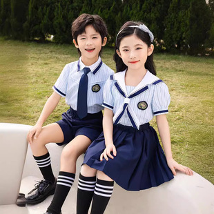 小学生校服夏季短袖运动套装英伦学院风一年级儿童班服幼儿园园服
