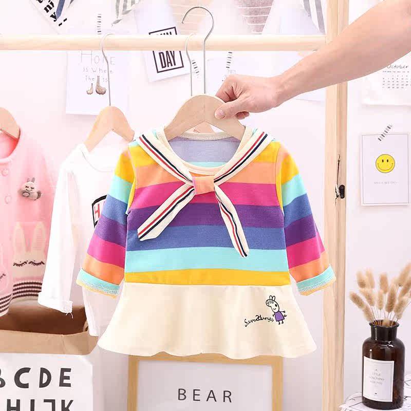 girl stripe T-shirt Long sleeve Sweater Infants Children's clothing jacket baby Spring and autumn payment Autumn children 2019in the Children/Baby/Family fitted , T-shirt  category - from Buy2taobao.com to provide professional Taobao agent buy service