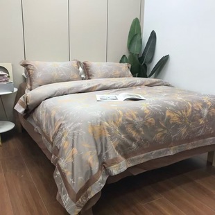 奢华款 230床单枕套四件套 高奢鎏金进口匹马棉提花大色织被套200