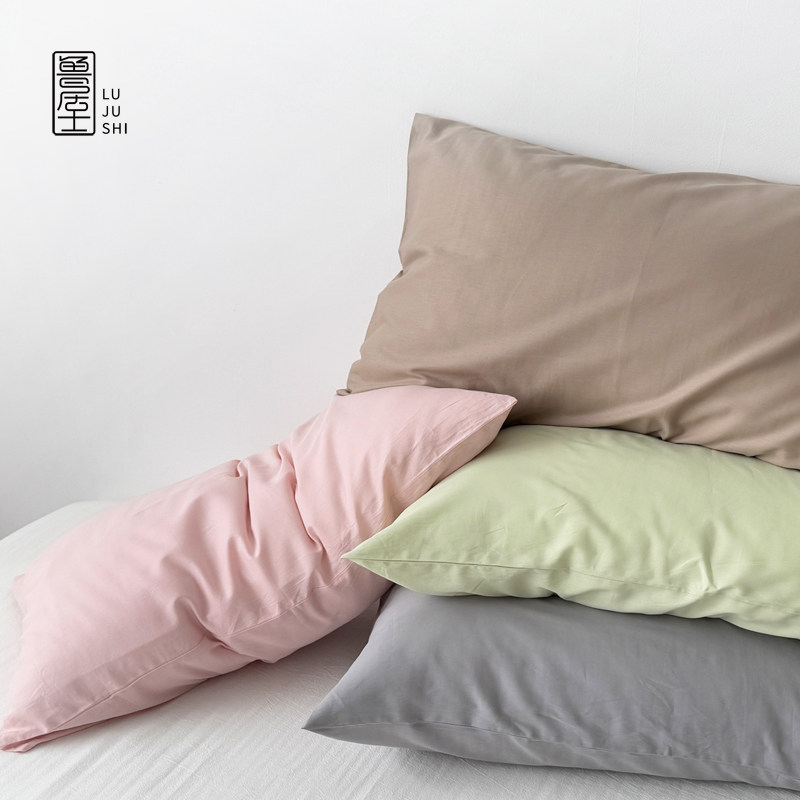 「鲁居士」纯棉枕套纯色斜纹100%全棉一对装单人枕头套成人学生,床上用品,枕套,淘宝优惠券,粉丝福利购,淘宝优惠卷