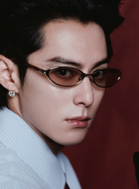 王鹤棣同款gm墨镜椭圆形猫眼书呆子浅茶色复古高级感太阳眼镜防嗮