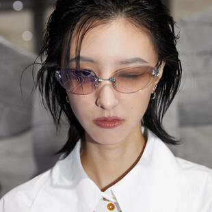 2025新款金属椭圆猫眼gm无框墨镜男女高级感辣妹Y2K水银太阳眼镜