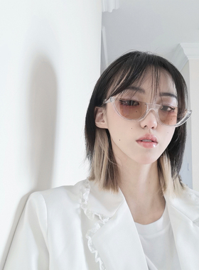 SENIOR GLASSES科技感半框墨镜女ins街拍y2k凹造型猫眼个性太阳镜