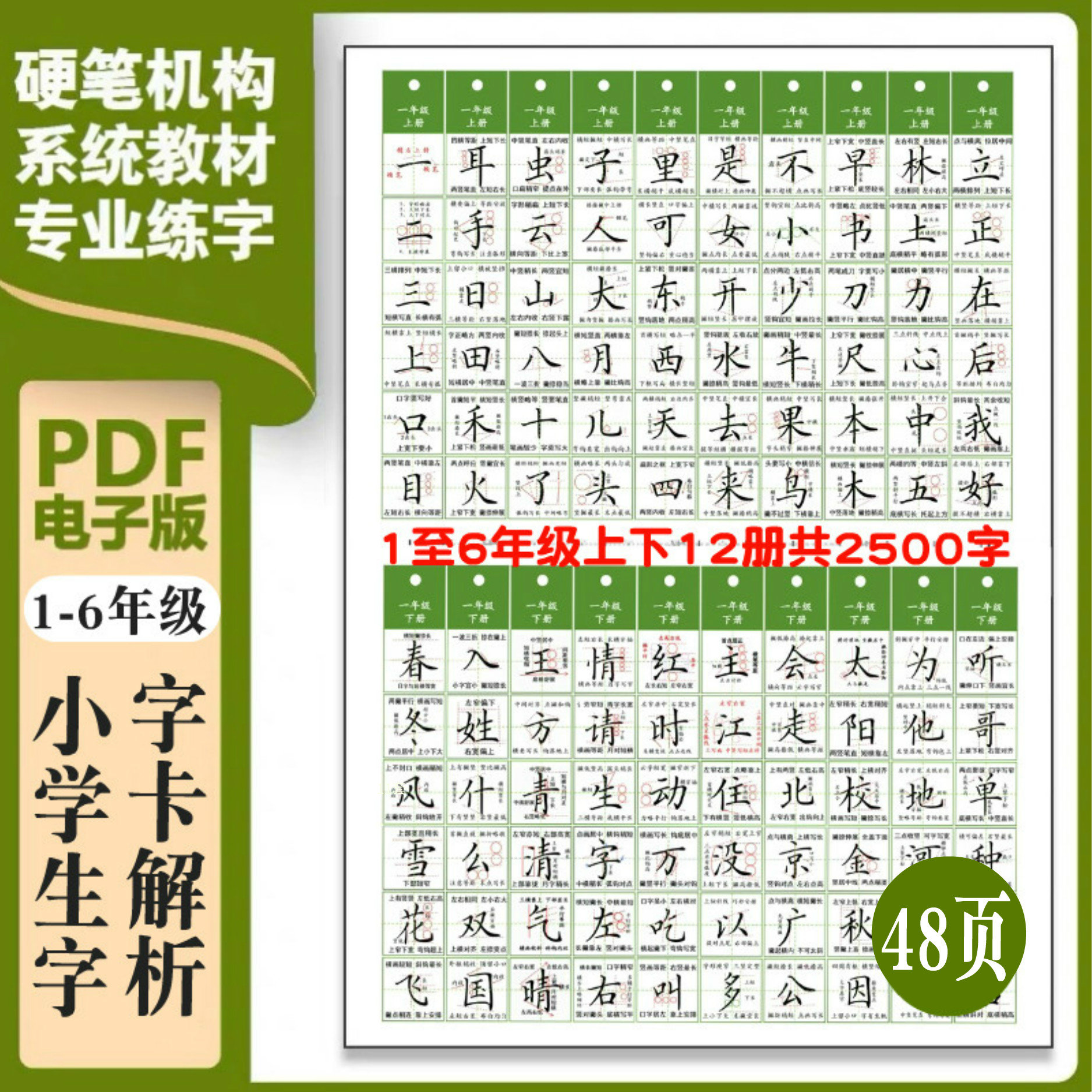 小学一二三四五六年级生字卡精讲解析硬笔楷书练字帖205