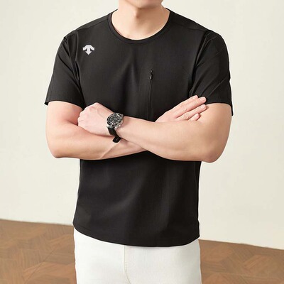 【专柜同款】新款速干无缝男士短袖夏季休闲百搭纯色凉爽圆领T恤