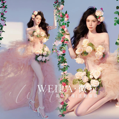 纯欲风性感春日花瓣影楼拍摄服装