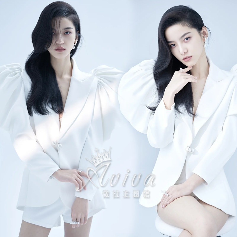 新款高级感时尚杂志肖像照西装闺蜜写真影楼拍摄服装舞台装演出服