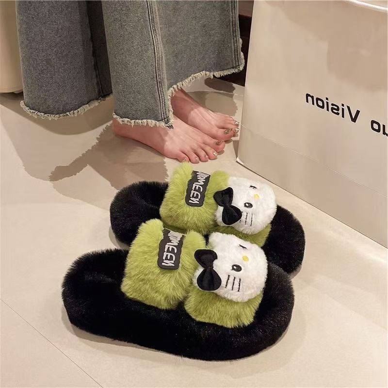 毛毛拖鞋女款外穿时尚可爱休闲百搭棉拖鞋宿舍防滑居家居拖鞋毛绒