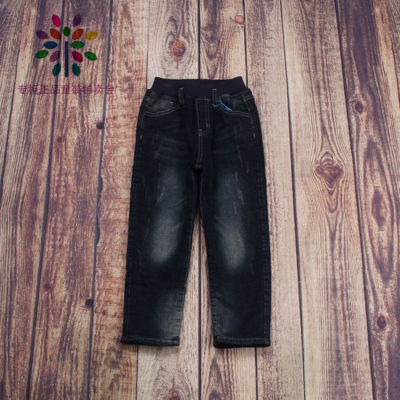 卡D品牌童装折扣小中大男童秋冬加绒厚牛仔裤胖孩可穿休闲裤4918