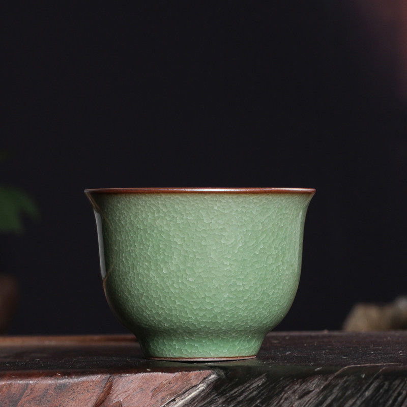 青瓷王文鱼籽纹主人杯功夫茶杯单杯龙泉陶瓷百圾碎品茗杯茶具茶碗
