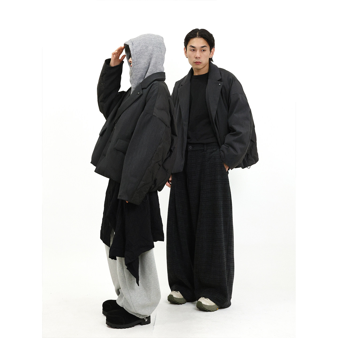 TRIFFER复古西装羽绒服绗缝拼接阔版90白鸭绒男女款