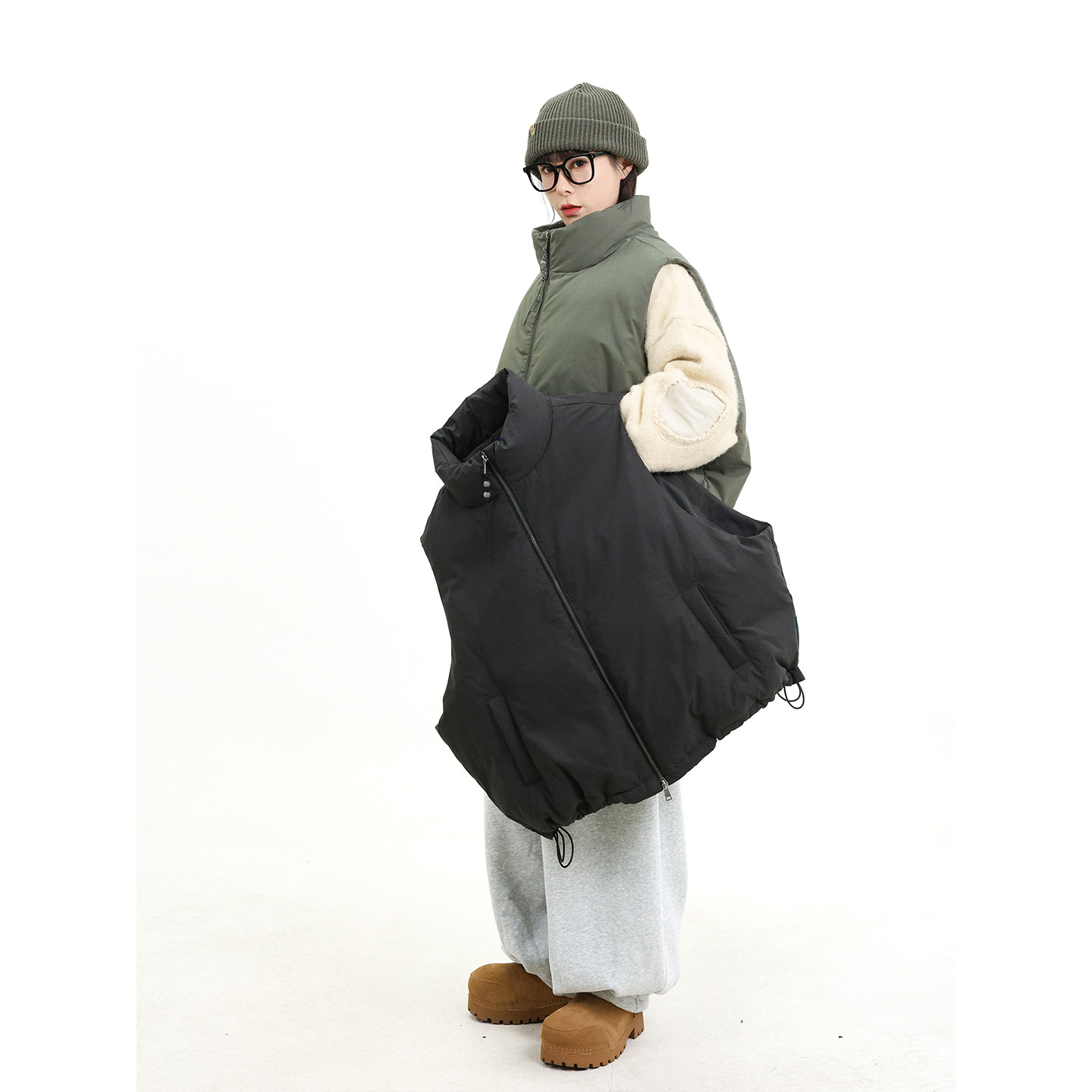 TRIFFER复古棉质主布羽绒马甲90白鸭绒高充切割色龟背男女款,男装,羽绒马甲,淘宝优惠券,粉丝福利购,淘宝优惠卷