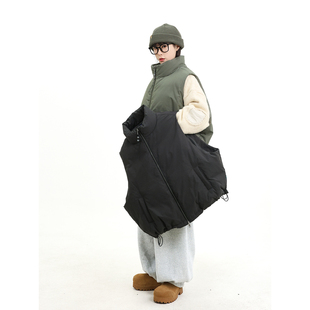 TRIFFER复古棉质主布羽绒马甲90白鸭绒高充切割色龟背男女款