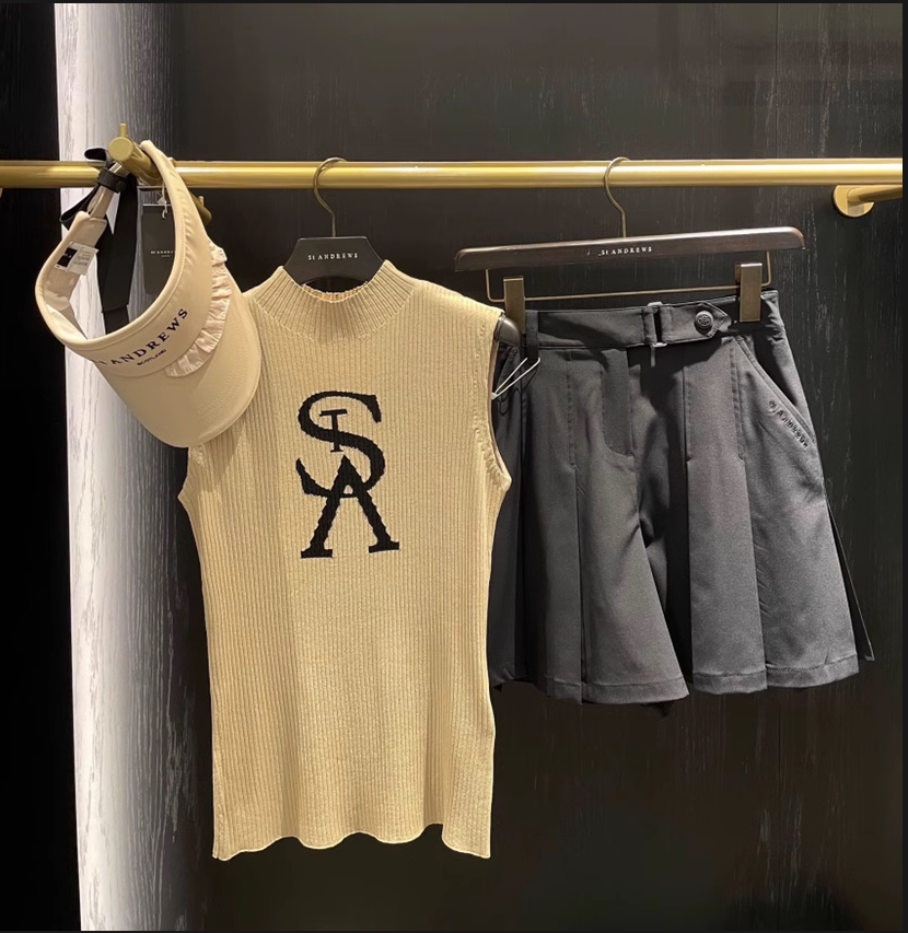 高尔夫运动显瘦女服装 韩版户外无袖冰感针织上衣弹力修身短袖T恤