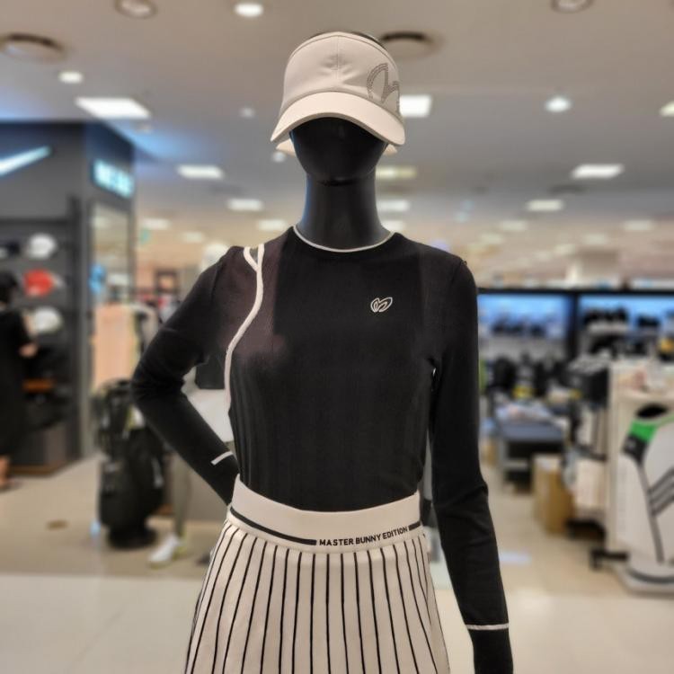 韩版高尔夫服装MASTERBUNNY女春夏圆领露肩针织衫兔绒毛衣速干