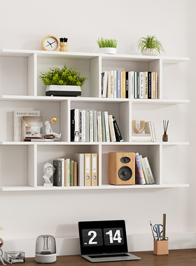 实木书架墙上置物架壁挂墙架卧室墙面创意格子客厅酒架吊柜墙壁柜