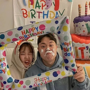 韩国ins网红相框拍照气球铝膜趣味生日派对装饰野餐聚会合照道具