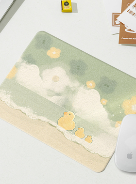 小鸭子鼠标垫小号高级感硬质蚕丝纹办公室桌垫电脑键盘垫便携防滑