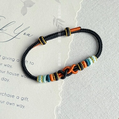 纯手工编织八股辫本命年红绳情侣款可穿饰品桃花发财结红色手绳