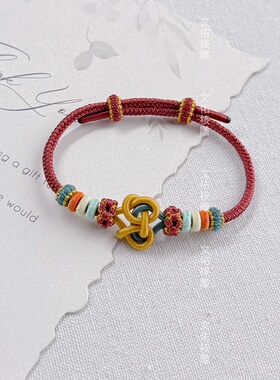 纯手工编织八股辫四股辫并蒂同心结绣红小辣椒配色醒狮配色手绳