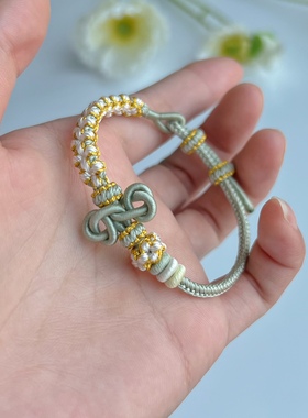 古青桃花文昌结手绳半成品可穿饰品黄金吊坠女生闺蜜送人礼物