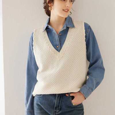 新款无袖叠穿秋冬外搭上衣大V领