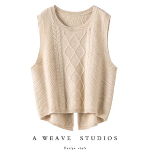 春秋冬纯美丽诺羊毛马甲背心常规宽松坎肩无袖针织毛线学院风毛衣