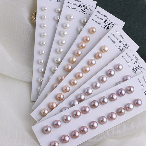 强光5A级颗粒半孔面包珠扁片 天然淡水珍珠散珠馒头珠diy饰品配件