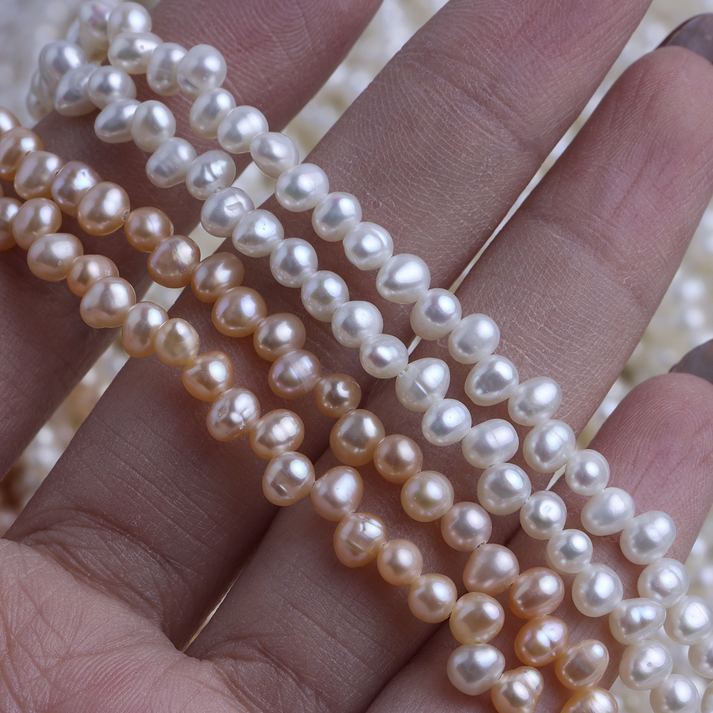 高性价比3-4mm二八孔小米珠天然淡水无核小珍珠半成品diy饰品配件