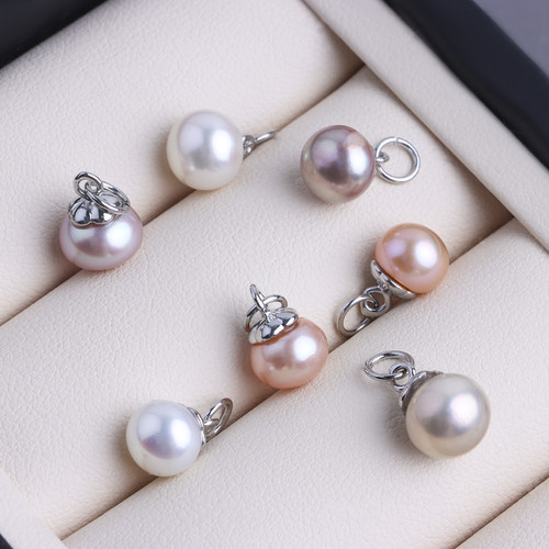 天然淡水珍珠白K吊坠国风扣子小柿子小滴溜小挂饰diy饰品配件材料