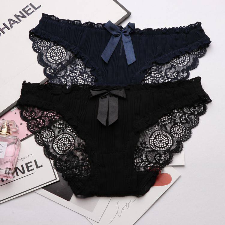 小红书热推女神范艾舒客性感高开叉镂空蕾丝细带内裤少女生纯棉裆