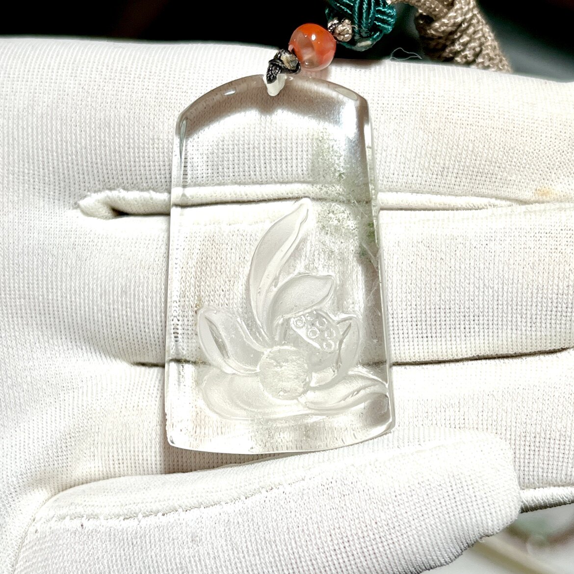 淳珍正品天然绿幽灵水晶吊坠【莲/荷花】特惠男女款项链 顺丰包邮