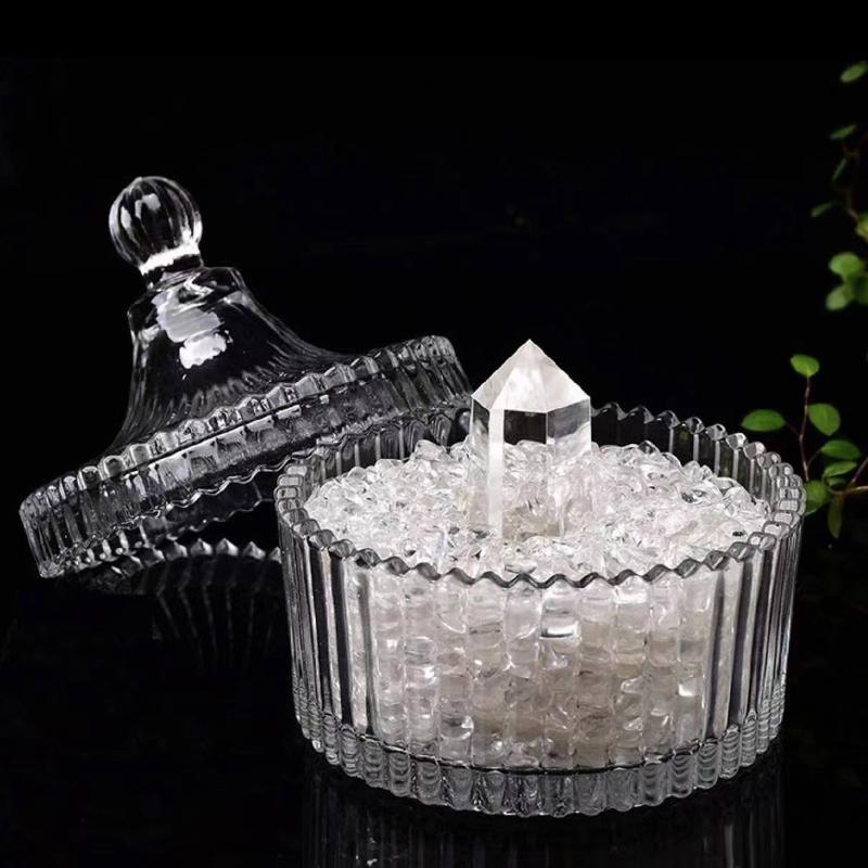 天然白黃紫粉水晶碎石手鏈吊墜消磁石御守鹽水晶收納盒器皿消磁碗