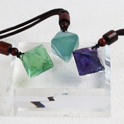 天然水晶项链紫绿蓝萤石吊坠男女款饰品挂坠矿石标本节日礼物