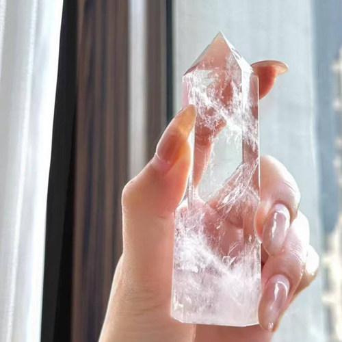 天然白水晶柱疗愈扩香矿石装饰