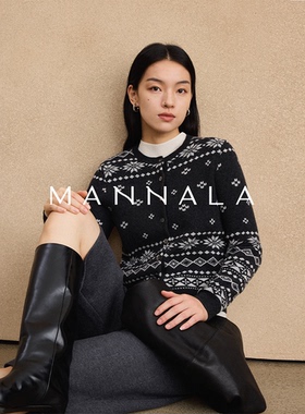 MANNALA丨“雪菱花”康赛妮皇家山羊绒费尔岛提花开衫毛衣 Q4796