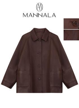 MANNALA丨“红杉林”随性时髦进口英胚立体裁剪城市牧野皮衣Q6340