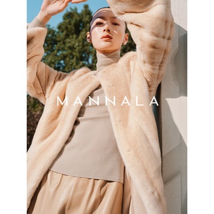 Q6431 水貂外套大衣 MANNALA 臻藏天鹅绒母貂整貂全抽长款